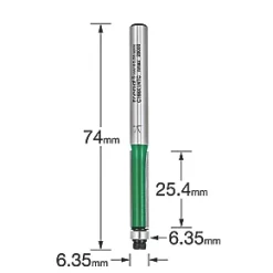 Trend C168X1/4TC 1/4" Shank Double-Flute Straight Bearing-Guided Trimmer 6.35 x 25.4mm -Routing Sales Store 212XG A2