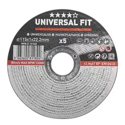 Metal Metal Cutting Disc 4 1/2" (115mm) x 1 x 22.2mm 5 Pack