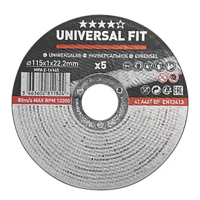 Metal Metal Cutting Disc 4 1/2" (115mm) x 1 x 22.2mm 5 Pack 3 Metal Metal Cutting Disc 4 1/2" (115mm) x 1 x 22.2mm 5 Pack