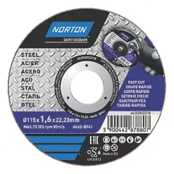 Norton Metal Cutting Disc 4 1/2" (115mm) x 1.6 x 22.23mm 5 Pack