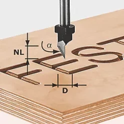 Festool HW S8 D11/60 8mm Shank V-Groove Script Router Cutter 11 x 9.5mm -Routing Sales Store 502XH A4