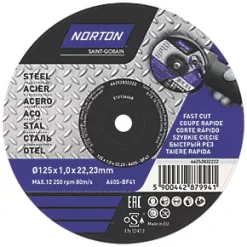 Norton Metal Cutting Disc 5" (125mm) x 1 x 22.23mm 5 Pack