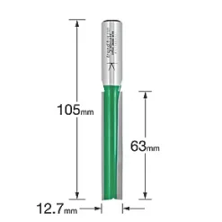 Trend C164X1/2TC 1/2" Shank Double-Flute Straight Worktop Router Cutter 12.7 x 63mm -Routing Sales Store 739XG A2