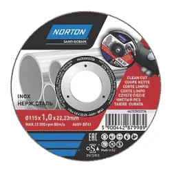 Norton Stainless Steel Metal Cutting Disc 4 1/2" (115mm) x 1 x 22.23mm