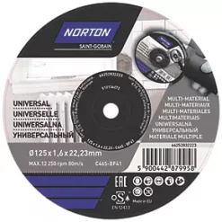 Norton Multi-Material Cutting Disc 5" (125mm) x 1.6 x 22.23mm 5 Pack