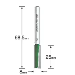 Trend C012AX1/4TC 1/4" Shank Double-Flute Straight Router Cutter 8 x 25mm -Routing Sales Store 977XG A2